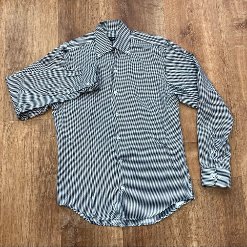 Equlibrio Italia Dress Shirt Mens Small Button Up Houndstooth Long Sleeve